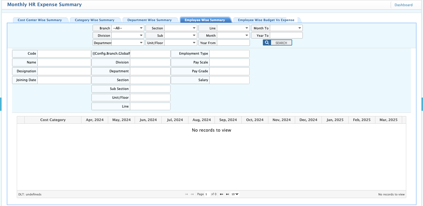 HR Expense Summary